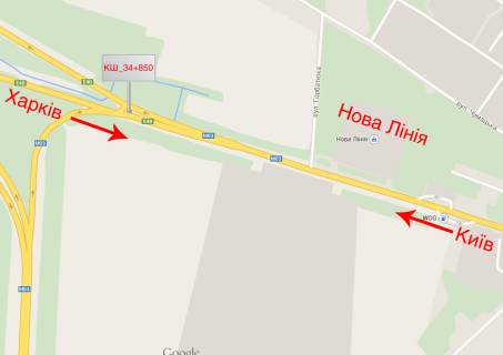 Білборд, Бігборд (Борд)  A у Борисполі Траса Е40, вул. Київський Шлях, 34км+850м, виїзд з м. Бориспіль на Київ, на розподільчій полосі. схема